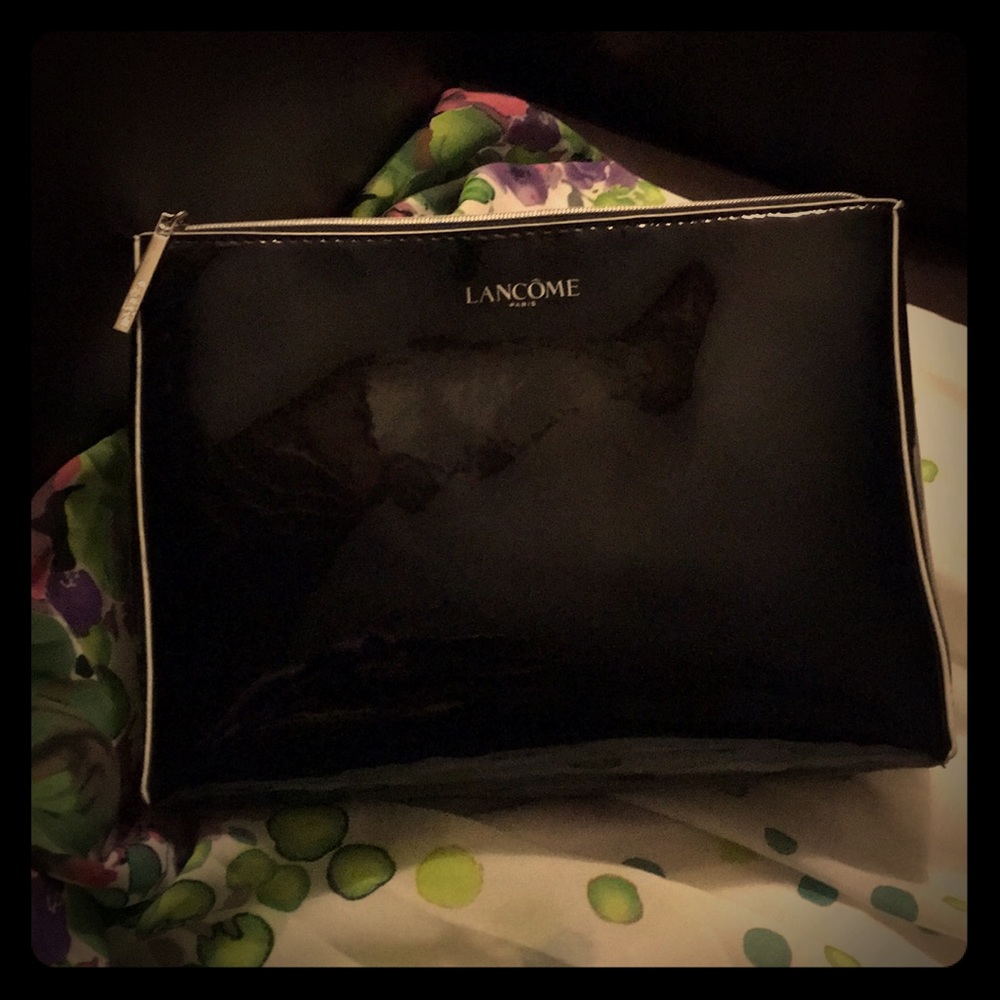 Patent leather makeup bag